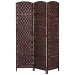 HOMCOM 6ft Folding Room Divider, 3 Panel Wall Partition with Wooden Frame for Bedroom, Home Office, Brown