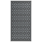 Outsunny Reversible Outdoor Rug, Waterproof Plastic Straw with Carry Bag, 9' x 18', Black & Gray Lantern