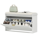 HOMCOM Shoe Storage Bench with Padded Seat Cushion and Flip-Drawer, Entryway Bench, Shoe Cabinet, 31.5x10.2x18.7 Inches, White