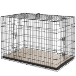PawHut 41" Dog Crate with 2 Doors, Folding Metal Dog Cage with Soft Cushion, Removable Tray, Handle, for Small Dogs, Black
