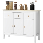 HOMCOM Sideboard Buffet Cabinet, 40" Kitchen Coffee Bar Cabinet with 3 Drawers and 2 Adjustable Shelves, White