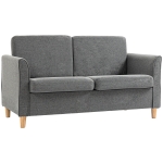 HOMCOM 2-Seat Sofa Two-Seater Couch with Armrests and Wood Legs for Living Room, Bedroom, Grey