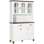 HOMCOM Kitchen Buffet with Hutch, Freestanding Pantry Cabinet with 6 Doors, 2 Drawers and 3-Level Adjustable Shelves, White