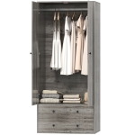 HOMCOM Modern Wardrobe Closet Armoire with 2 Drawers and Hanging Rod, Clothes Storage Organizer for Bedroom, Grey