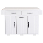 Kitchen Island with Trash Can Storage, Drop Leaf, Spice and Towel Rack, Adjustable Shelf, Utility Cart on Wheels, 51" L x 31.5" W x 35" H, White