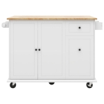 Kitchen Island with 3-Tier Pull-Out Cabinet Organizer, Drop Leaf, Internal Storage Rack, Rolling Cart on Wheels, 54" L x 29" W x 37" H, White