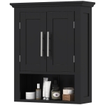 kleankin Bathroom Wall Cabinet, Medicine Cabinet, Toilet Storage Cabinet with Shelf for Living Room and Entryway, Black