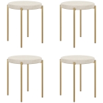 HOMCOM Backless Round Dining Chairs, Modern Stacking Stools Set of 4, Kitchen Chairs with Metal Legs, Cream White