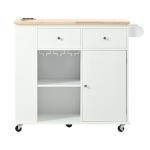 Kitchen Island with Power Outlet, Drop Leaf, Wine Rack, Adjustable Shelves, Utility Cart with Lockable Wheels, 40" L x 29.5" W x 34" H, White