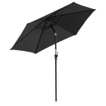 Outsunny 8.5' Round Aluminum Patio Umbrella Garden Parasol Market Sunshade Tilt Canopy w/ 6 Ribs, Crank Handle, Black