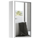 HOMCOM Bathroom Mirrored Cabinet, Vertical 16" x 24" Stainless Steel Frame Medicine Cabinet, Wall-Mounted Storage Organizer with Single Door