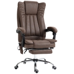 Vinsetto Massage Office Chair with 6 Points and Heat, Reclining Computer Chair with Adjustable Height and Footrest, Coffee