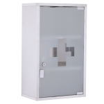 HOMCOM 12" x 20" Lockable Medicine Cabinet, 3 Tier Stainless Steel Medical Wall Box with 2 Keys and Shelves for Bathroom