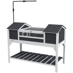 PawHut Tortoise Enclosure Tortoise House with Adjustable Lamp Holder Storage Shelf, Dual Main Houses, Openable Lid, Gray