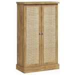 HOMCOM 41" Rattan Kitchen Storage Cabinet, Food Pantry Cabinet with 5-Tier Shelf, 12 Spice Racks, Adjustable Shelves, Natural