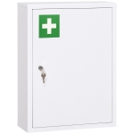 kleankin 16" x 21" Lockable Medicine Cabinet, 3 Tier Steel Medical Wall Box with 2 Keys and Shelves for Bathroom, White