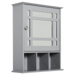 kleankin Bathroom Medicine Cabinet with Mirror, Wall Mounted Mirror Cabinet with Door and Storage Shelves, Gray