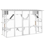 PawHut Catio Playground Cat Window Box Outside Enclosure for Multiple Cats w/ Shelves & Bridges, White