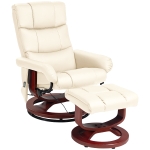 HOMCOM Swivel Recliner with Ottoman Massage, Recliner Chair and Ottoman, Faux Leather Reclining Chair with Remote, Cream White