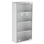 HOMCOM 12" x 24" Lockable Medicine Cabinet, 4 Tier Stainless Steel Medical Wall Box with 2 Keys and Shelves for Bathroom