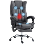 Vinsetto Massage Office Chair with 6 Points and Heat, Reclining Computer Chair with Adjustable Height and Footrest, Dark Blue