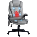 HOMCOM 6 Point Executive Office Chair with Heat, Velvet High Back Vibrating Massage Office Chair, Gray