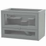 PawHut 2-Level Hamster Cage with Openable Top, Door, Shelf, Ladder, Gray