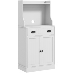 HOMCOM Kitchen Microwave Cabinet with Drawer, Cabinet and Adjustable Shelf, Buffet Cabinet with Hutch for Dining Room, White