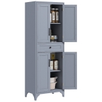 HOMCOM 67" 4-Door Kitchen Pantry with Drawer and Adjustable Shelves, Gray