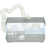 PawHut Small Animal Cage for Gerbil or Dwarf Hamster w/ Tubes, Exercise Wheel, Food Dish, Water Bottle, 23" x 13" x 12", Gray