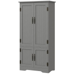 HOMCOM Accent Floor Storage Cabinet Kitchen Pantry with Adjustable Shelves and 2 Lower Doors, Gray