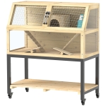 PawHut Hamster Cage on Wheels w/ Storage Shelf, Seesaws, Water Bottle, Hut & Ramps, for Dwarf, Gerbil, Syrian Hamster, Mouse