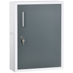 kleankin Bathroom Medicine Cabinet with Shelves Inside & On Door, Locking Medical Cabinet for Child & Pet Safety, First Aid Bathroom Wall Cabinet, White and Gray