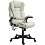 Vinsetto 6 Point Vibrating Massage Office Chair with Heat, Microfiber Massage Desk Chair with Reclining Backrest, Beige