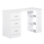HOMCOM 47" Modern Home Office Computer Desk Bookcase Combo Writing Table Workstation with 3 Drawer and Storage Shelf - White