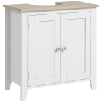 Kleankin Pedestal Sink Storage Cabinet, Under Sink Cabinet with U-Shape and Adjustable Internal Shelf, White