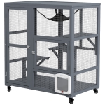 PawHut Cat House, Indoor Cat Enclosure on Wheels with Openable Top, 39"