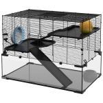 PawHut 31" Hamster Cage, Gerbil Cage with Glass Basin for Small Hamsters, Black