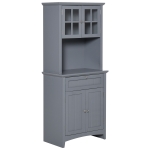 HOMCOM Elegant Buffet with Hutch, Kitchen Pantry Storage Cabinet with Framed Glass Door Drawer and Microwave Space, Gray
