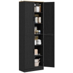 HOMCOM Freestanding Kitchen Pantry, 4-Door Kitchen Pantry Cabinet with Adjustable Shelves and Doors, Distressed Black