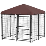 PawHut 4.6' x 4.6' x 5' Dog Kennel Outdoor with Waterproof Canopy, Large Door