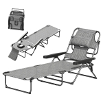 Outsunny Folding Lounge Chair w/ Reclining Back, Mixed Grey