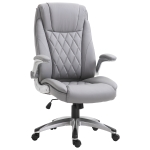 Vinsetto High Back 360° Swivel Ergonomic Home Office Chair with Flip Up Arms, Faux Leather Computer Desk Rocking Chair, Gray