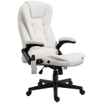 Vinsetto 6 Point Executive Office Chair with Heat, Velvet High Back Vibrating Massage Office Chair, Cream White