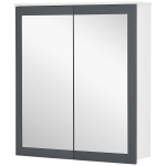kleankin Bathroom Mirror Cabinet, Wall Mounted Medicine Cabinet with Mirror, Double Doors and Adjustable Shelves, White
