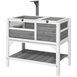 PawHut Tortoise Habitat with Shelf Storage Tortoise Gift Accessory with Weather Protection for Indoor, Light Gray