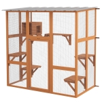 PawHut Catio Cat Window Box Outside Enclosure with Bridge Platforms