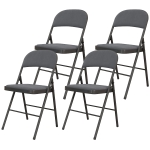 HOMCOM 4 Pack Folding Chairs with Padded Seats, Velvet Portable Party Chairs with Steel Frame, Dark Grey