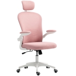 Vinsetto Office Chair, Mesh Computer Desk Chair with Adjustable Headrest, 4D Lumbar Support, Flip-up Arm, Pink