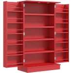 HOMCOM Kitchen Sideboard Cabinet, Large Kitchen Storage Cabinet w/ Double Doors & 5-tier Shelving for Home, Dining Room, Red